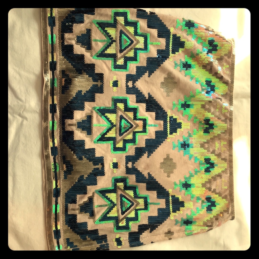 Express Tribal Sequin Miniskirt Size XS